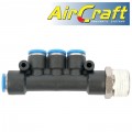 PU HOSE FITTING MANIFOLD 4 X 8MM PORT X 1/4'M